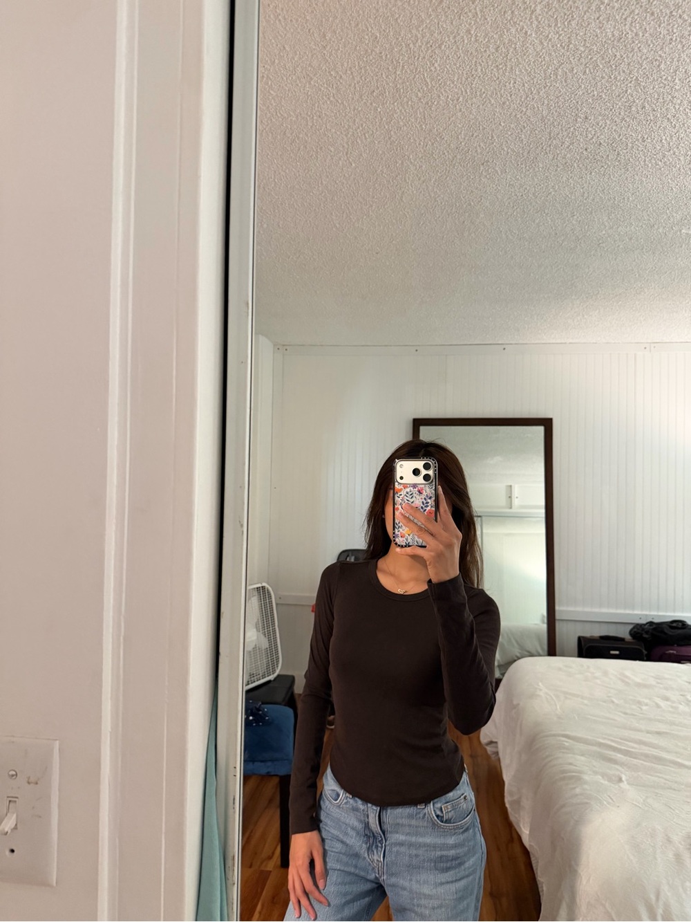 Zara Black Long-Sleeve Crewneck Top